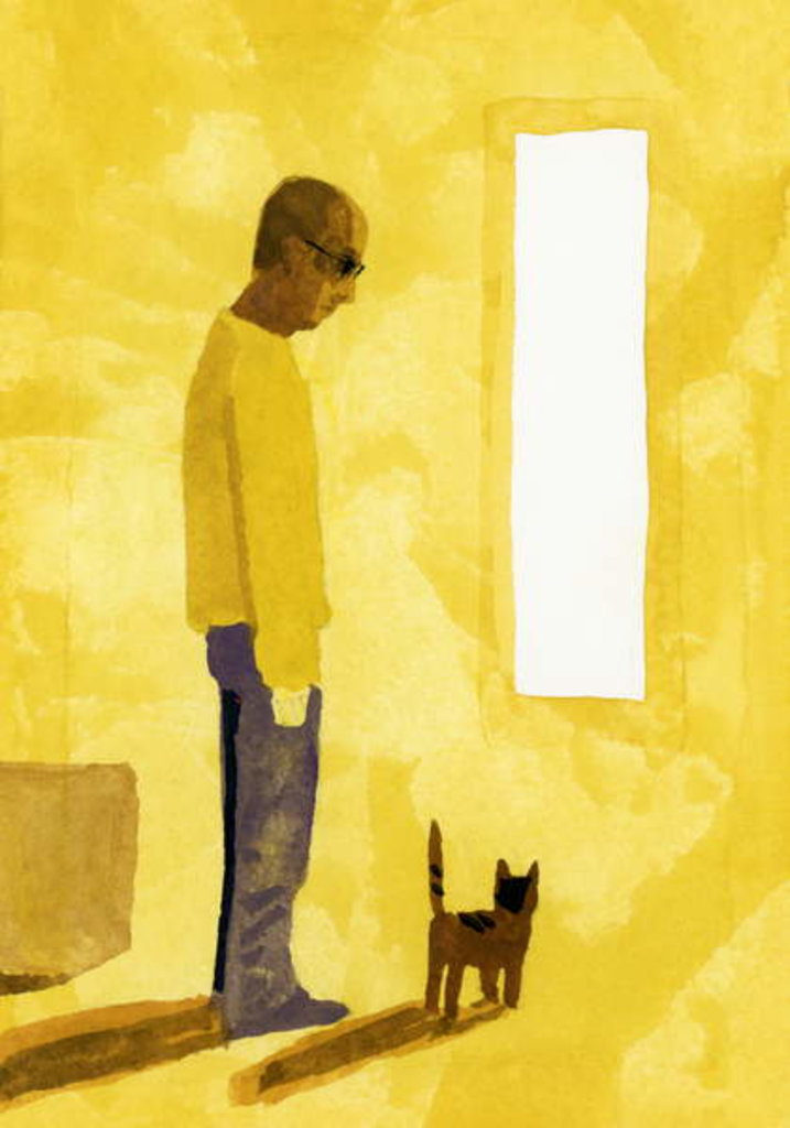 Detail of The room where the move-off has finished. A man with a cat, 2017 by Hiroyuki Izutsu