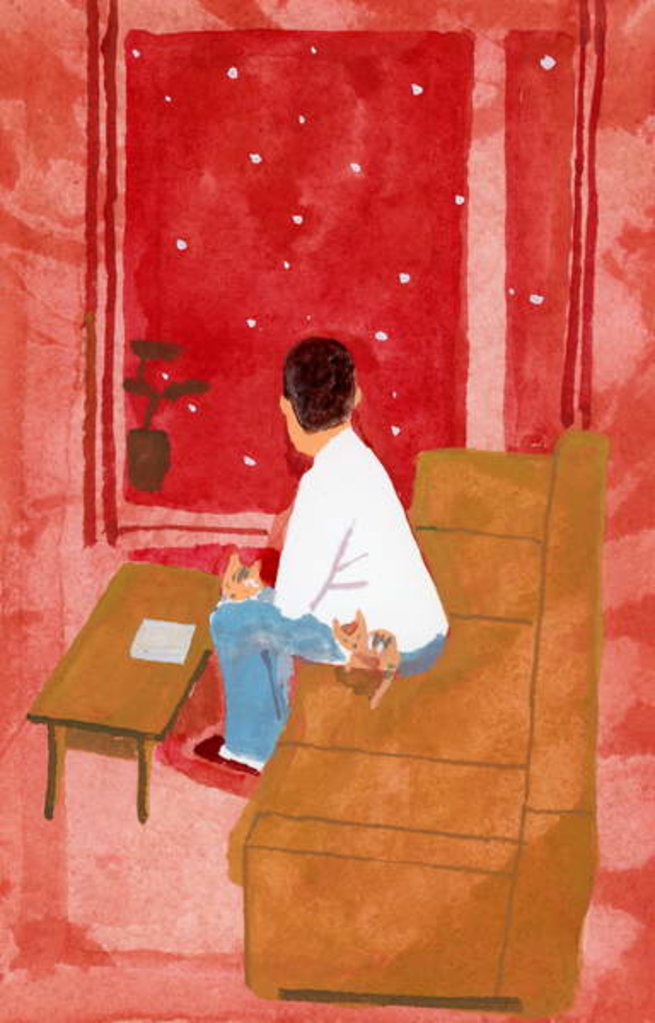 Detail of A man watching the city of snow from the living room, 2017 by Hiroyuki Izutsu