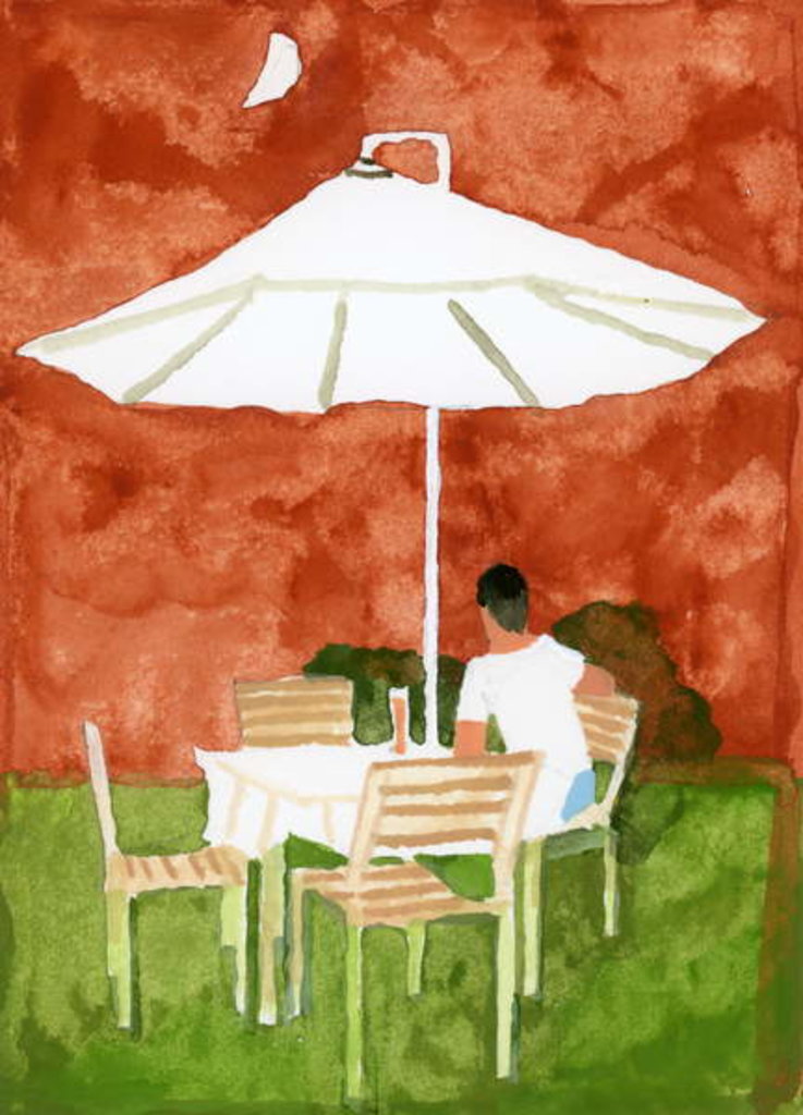 Detail of A guy looking at the moon and drinking beer, 2016 by Hiroyuki Izutsu