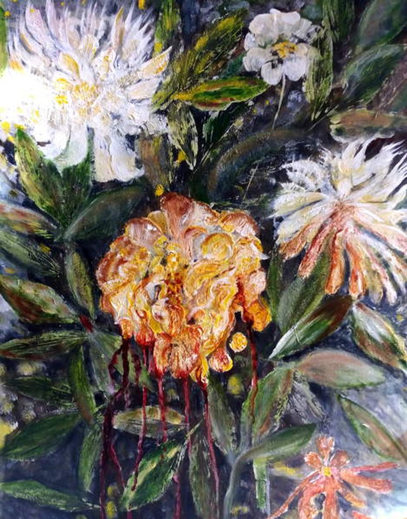 Detail of bleeding peony, 2017 by jocasta shakespeare