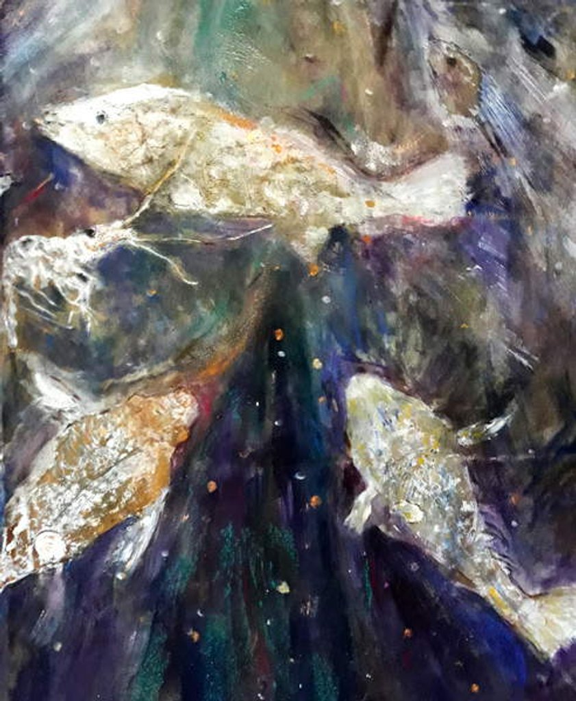 Detail of Fish Rising, 2018 by jocasta shakespeare