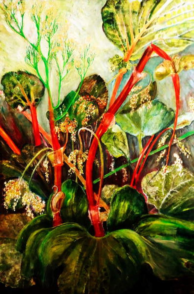 Detail of Flowering Rhubarb, 2018 by jocasta shakespeare