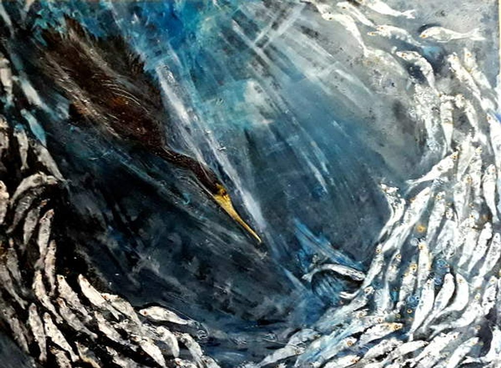 Detail of Cormorant, 2019 by jocasta shakespeare