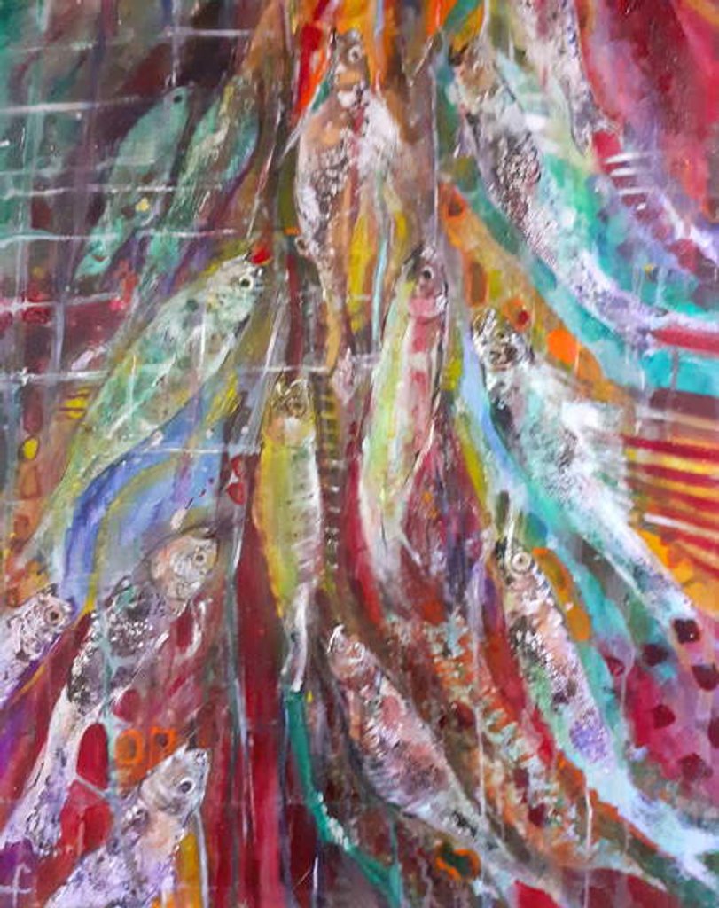 Detail of Rose and Marigold Seabass, 2019 by jocasta shakespeare