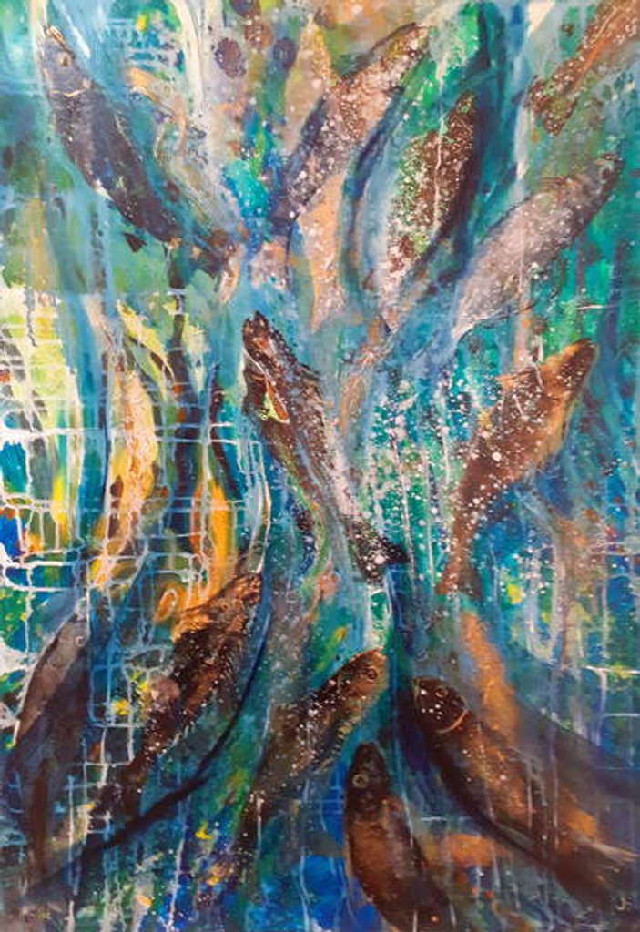 Detail of jungle falls, fish, 2019 by jocasta shakespeare