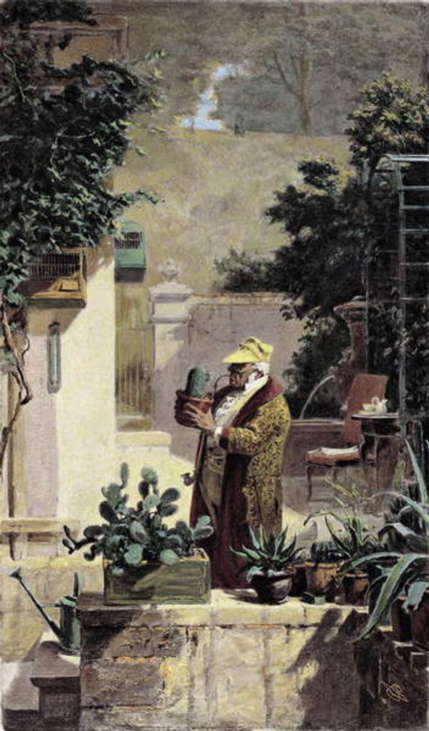 Detail of The Cactus Lover, before 1858 by Carl Spitzweg