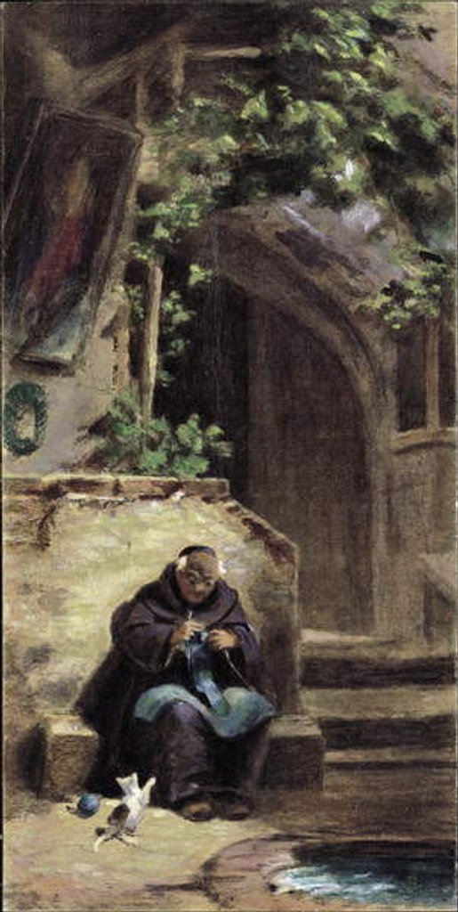 Detail of Knitting Monk by Carl Spitzweg