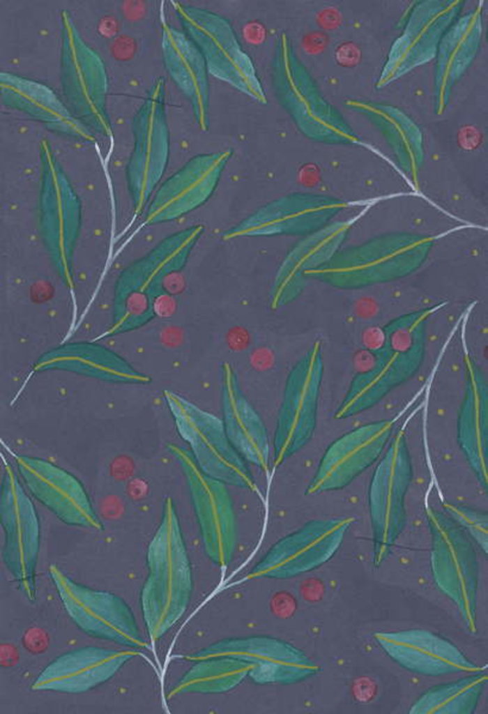 Detail of Green Leaves with Berries, 2017 by Elizabeth Rider