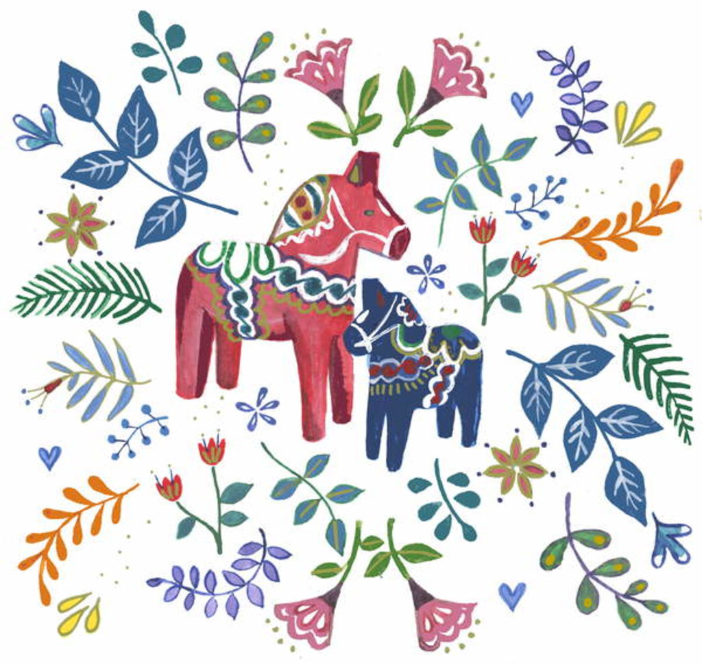 Detail of Swedish Dala Horse, 2018 by Elizabeth Rider