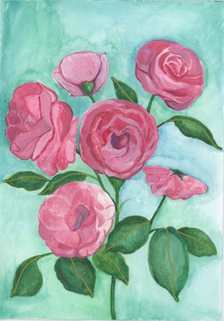 Detail of Pink Roses, 2017 by Elizabeth Rider