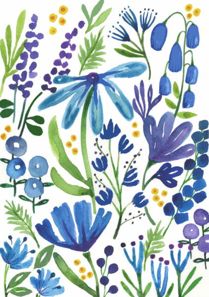 Detail of Blue Flowers, 2018 by Elizabeth Rider