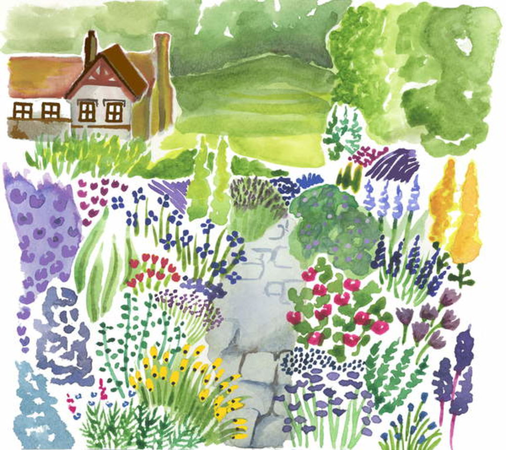 Detail of English Country Garden, 2018 by Elizabeth Rider