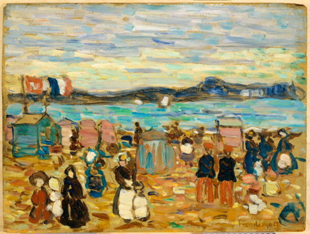 Detail of Bathing Tents, St. Malo, 1907 by Maurice Brazil Prendergast