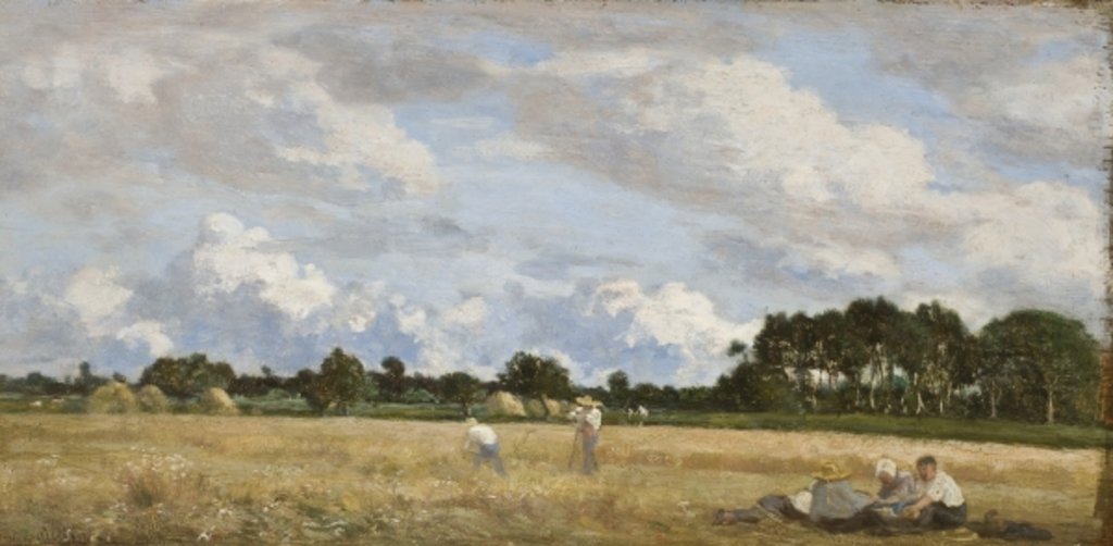 Detail of Haymaking, c.1870-90 by Eugene Louis Boudin