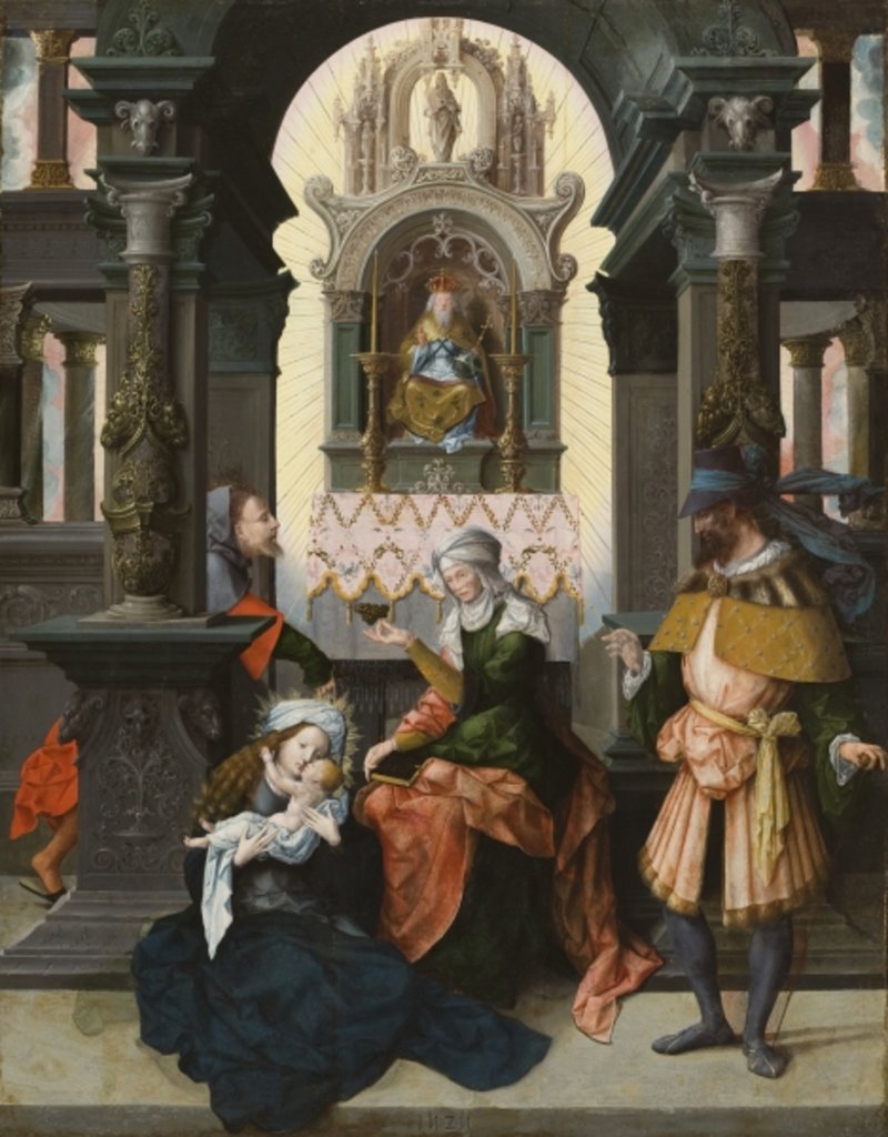 Detail of Holy Family with St. Anne and St. Joachim, 1525 by Flemish School