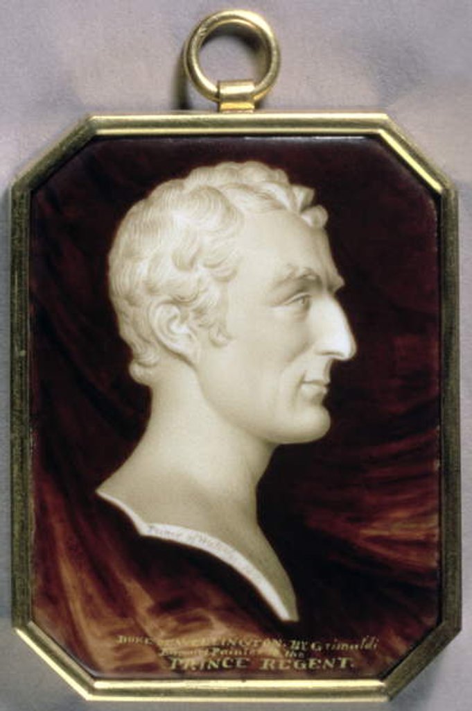 Detail of Portrait Miniature of Arthur Wellesley, 1st Duke of Wellington in the form of a marble trompe l'oeil cameo, c.1817 by William Grimaldi