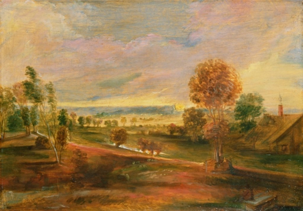 Detail of Landscape with Farm Buildings: Sunset, 17th century by Peter Paul Rubens