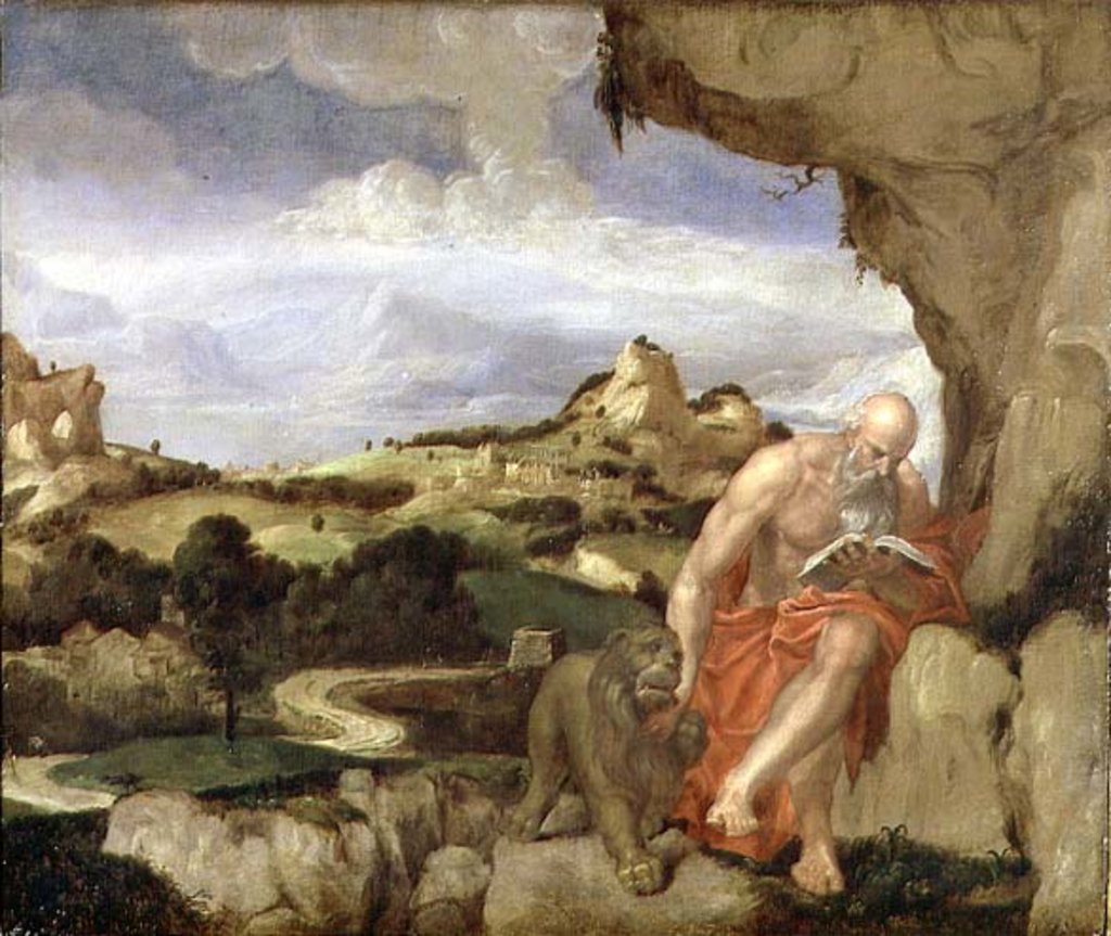 Detail of St. Jerome in the Wilderness, 16th century by Lambert Sustris