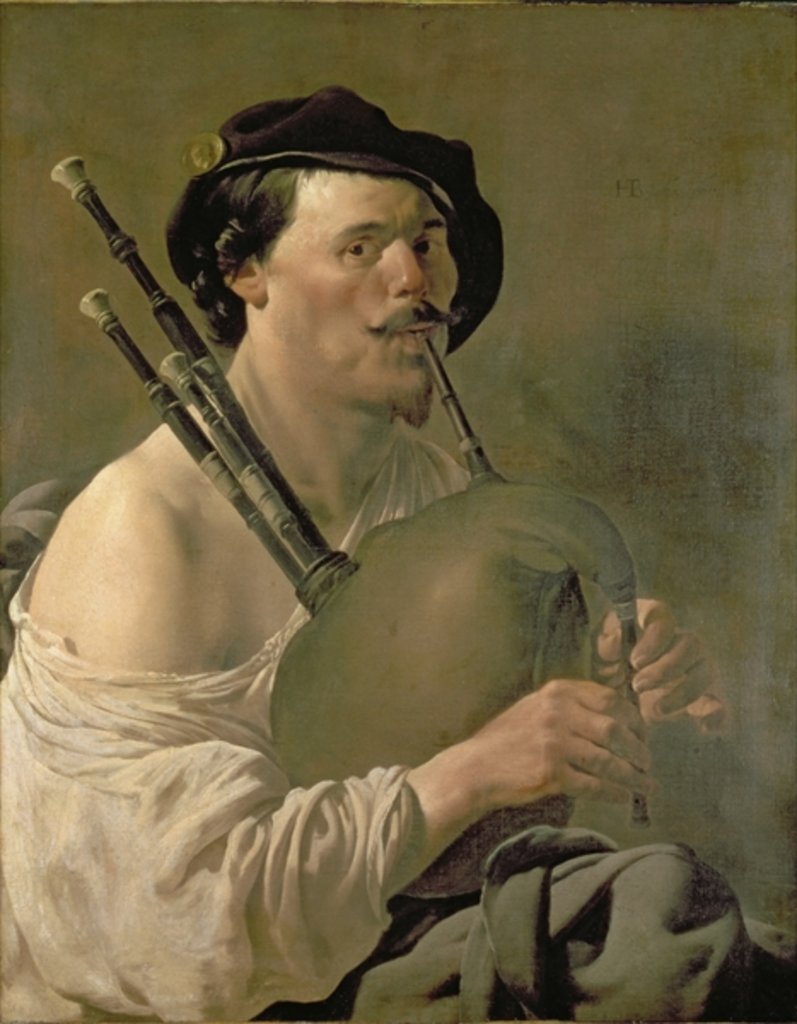 Detail of A Man Playing the Bagpipes, 17th century by Hendrick Ter Brugghen