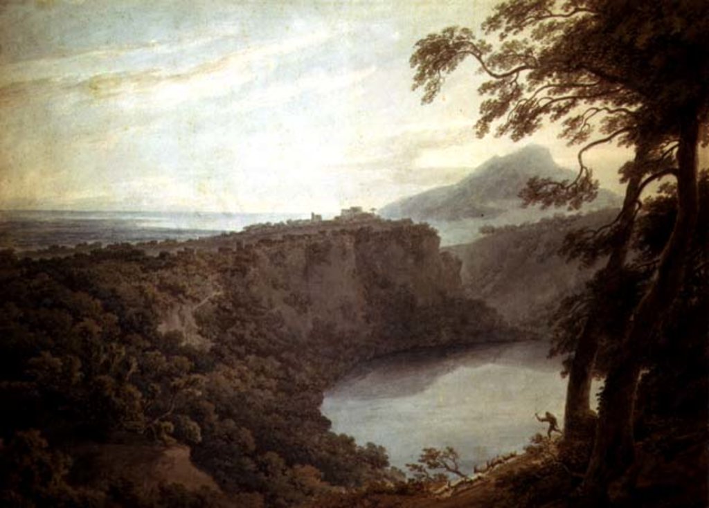 Detail of The Lake of Nemi and the town of Genzano, 18th century by John Robert Cozens