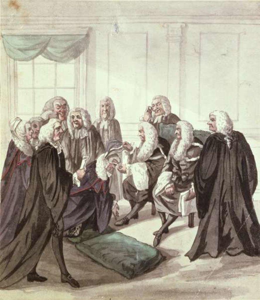 Detail of A Peep into Westminster Hall on a Call of Sergeants, 18th century by Robert Dighton