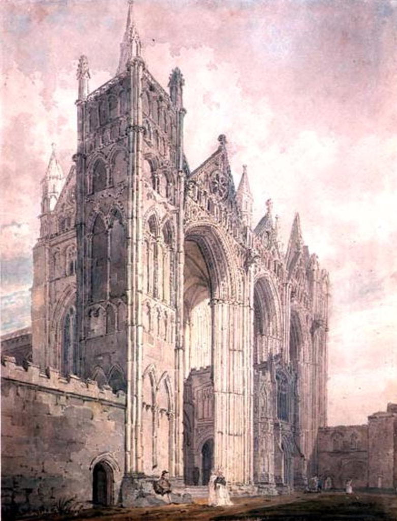 Detail of West Front of Peterborough Cathedral, 18th century by Thomas Girtin