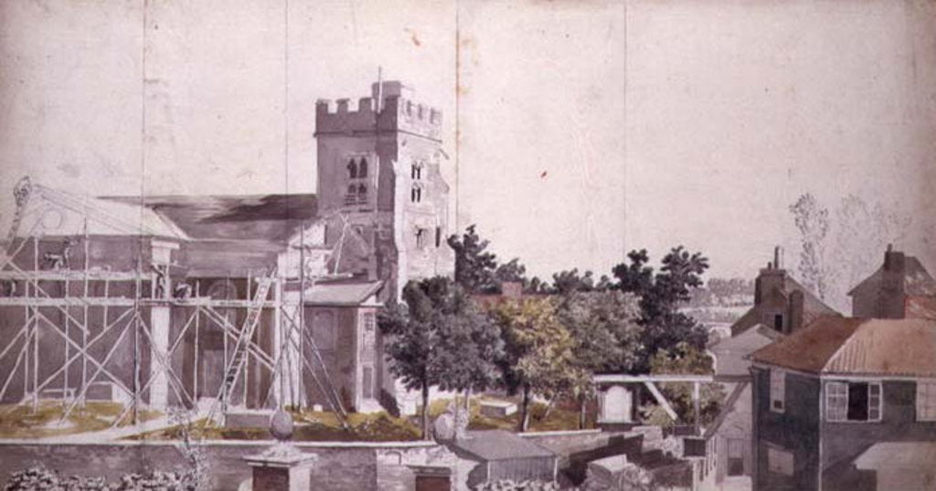 Detail of Twickenham Church under Scaffolding, 18th century by Samuel Scott