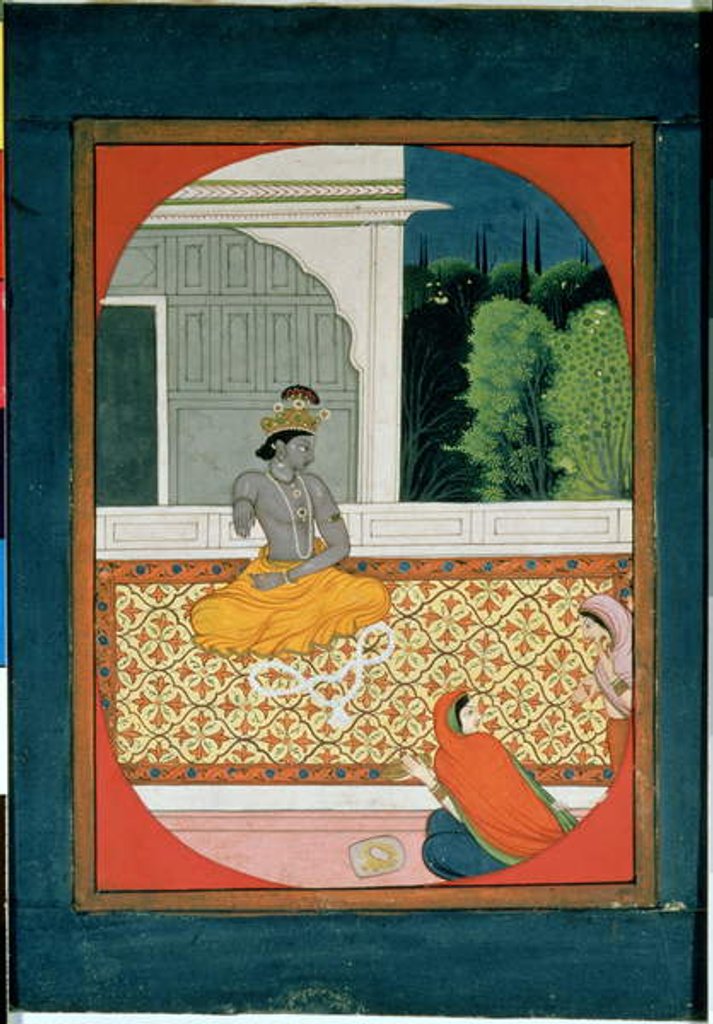 Detail of Krishna discards his garland; an illustration to the Sat Sai of Bihari Lal, 19th century by Indian School