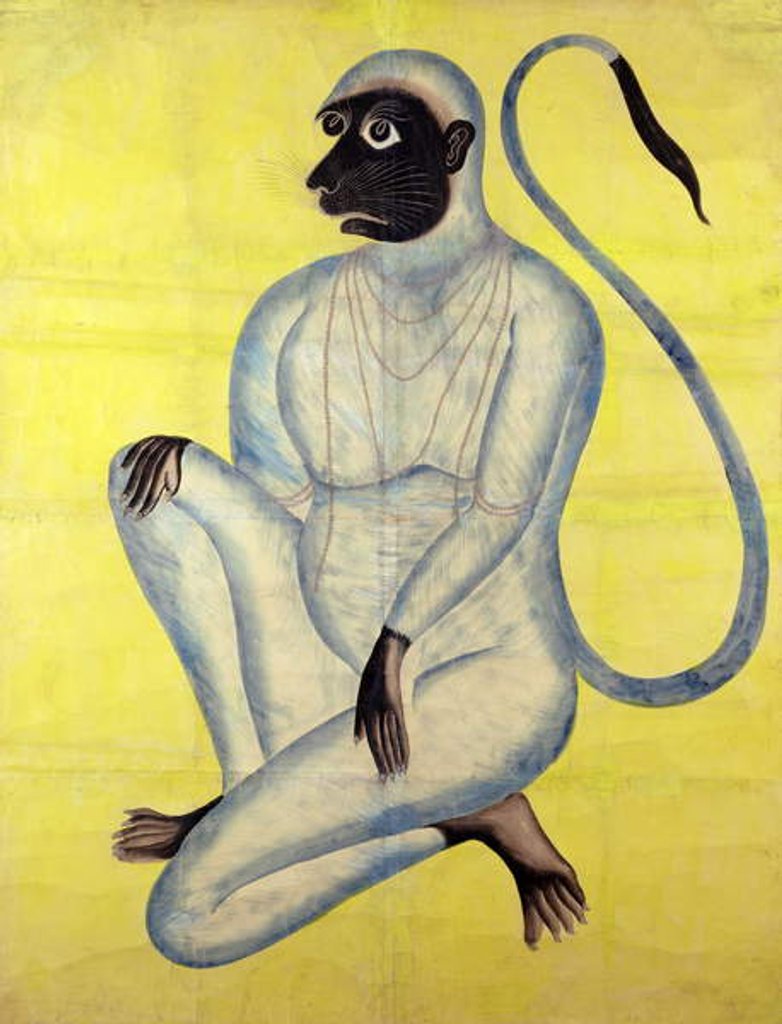 Detail of The Monkey God Hanuman, Kalighat, Calcutta, c.1870 by Indian School