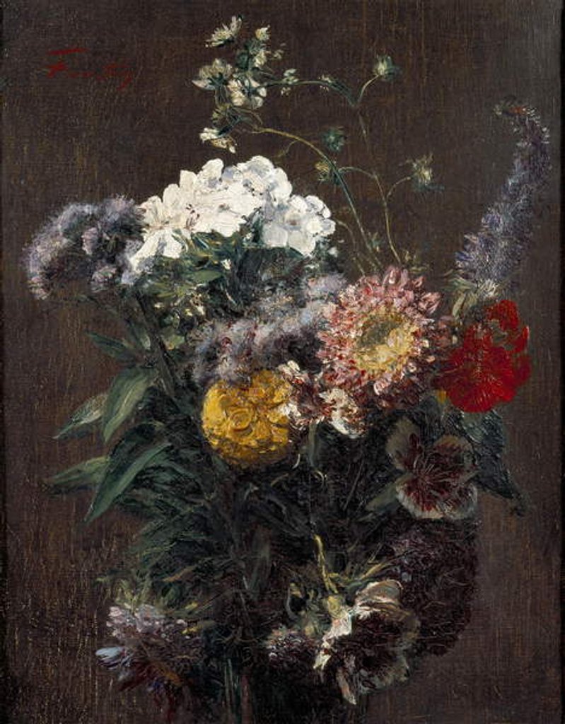 Detail of Still Life: mixed Flowers by Ignace Henri Jean Fantin-Latour