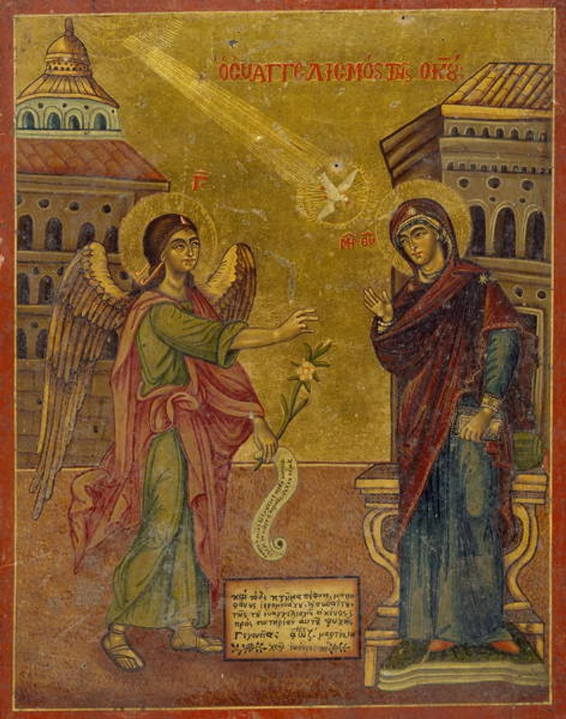 Detail of Icon of The Annunciation by John, 18th-19th century by School Greek