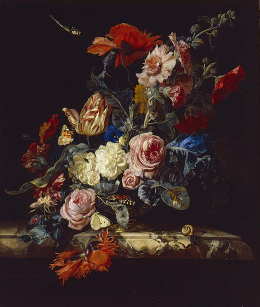 Detail of A Vase of Flowers, 1663 by Willem van Aelst