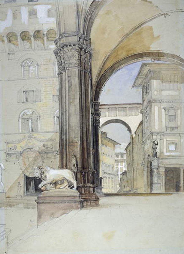 Detail of Florence: The Palazzo Vecchio and the Uffizi by John Frederick Lewis