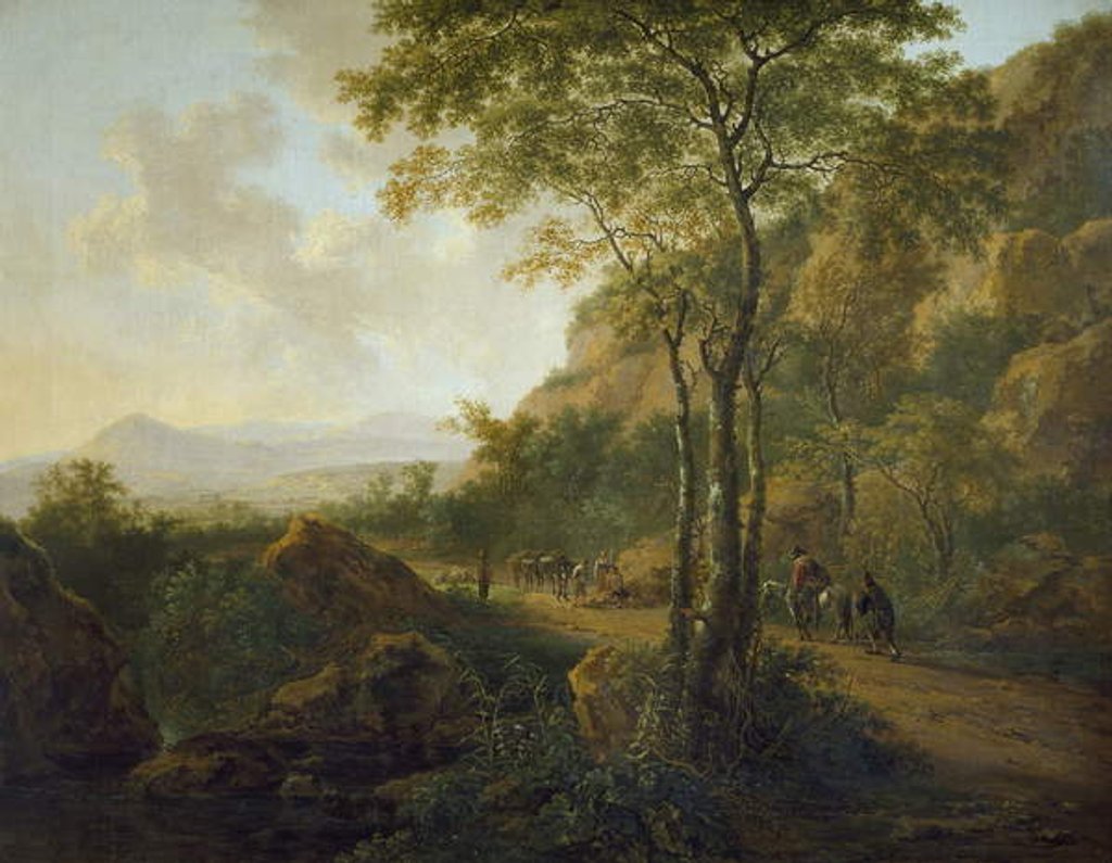 Detail of Italianate Landscape with Muleteers by Jan Both