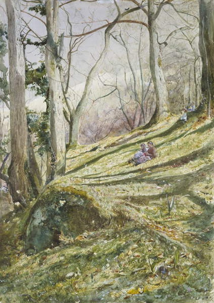 Detail of Wooded Slope with four Figures by John William Inchbold