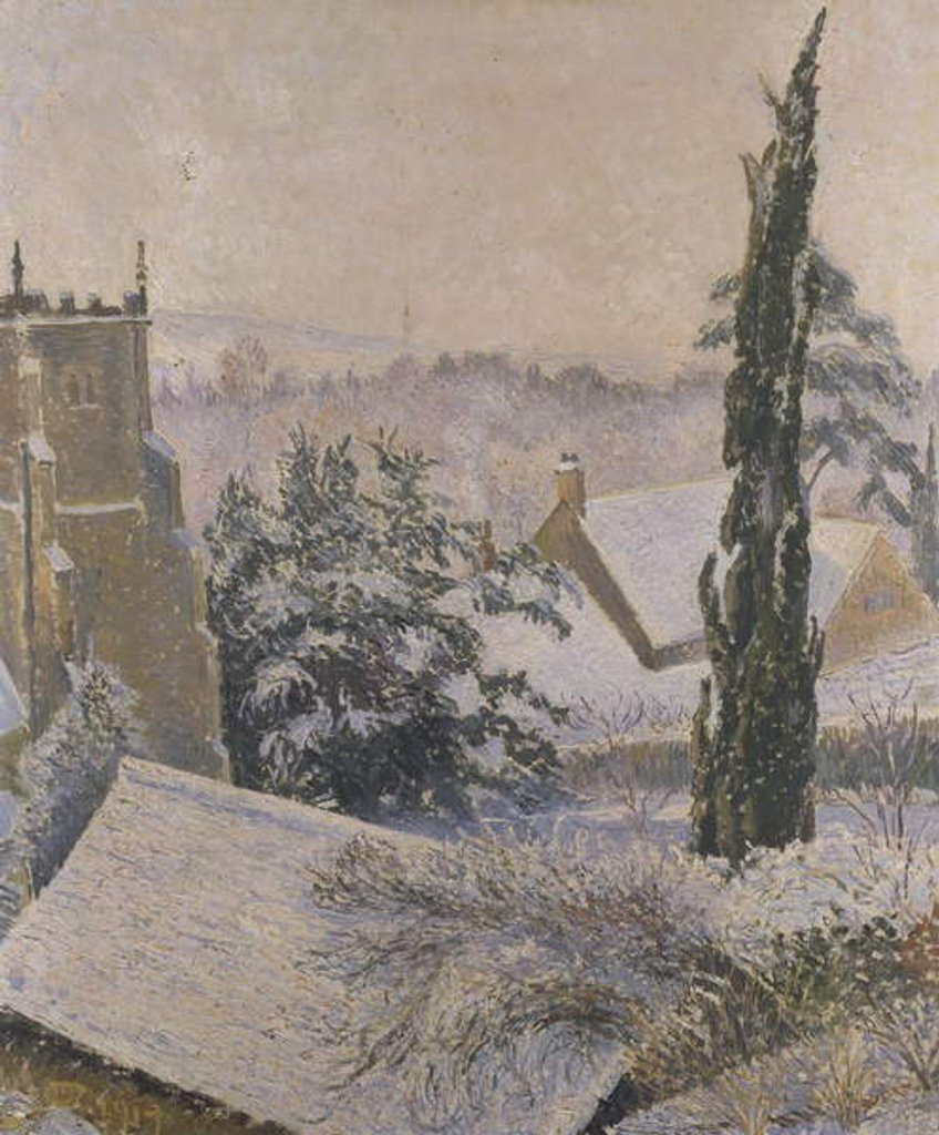 Detail of East Knoyle Church: Snow, 1917 by Lucien Pissarro