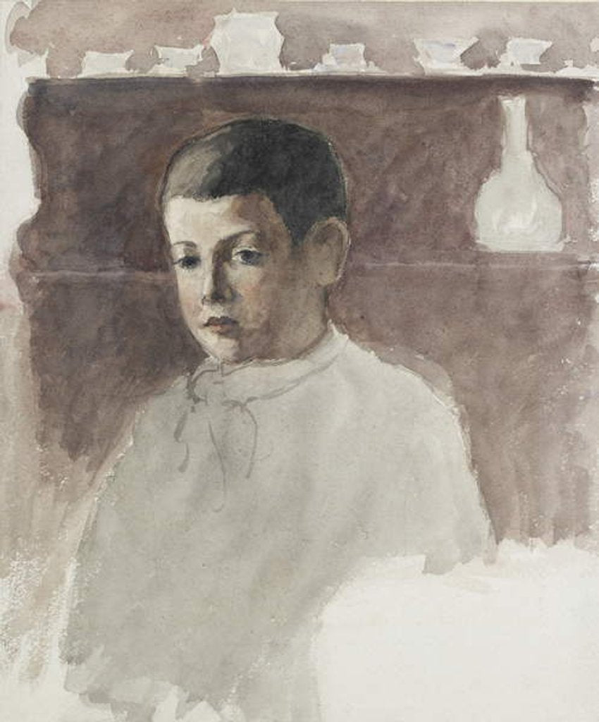 Detail of Half-length portrait of Lucien Pissarro, c. 1875 by Camille Pissarro