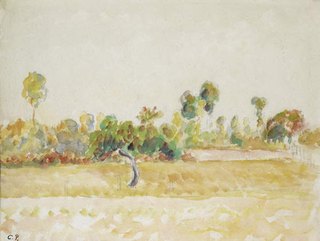 Detail of Study of the orchard at Eragny-sur-Epte, seen from the artist's house, c. 1886 - 1890 by Camille Pissarro