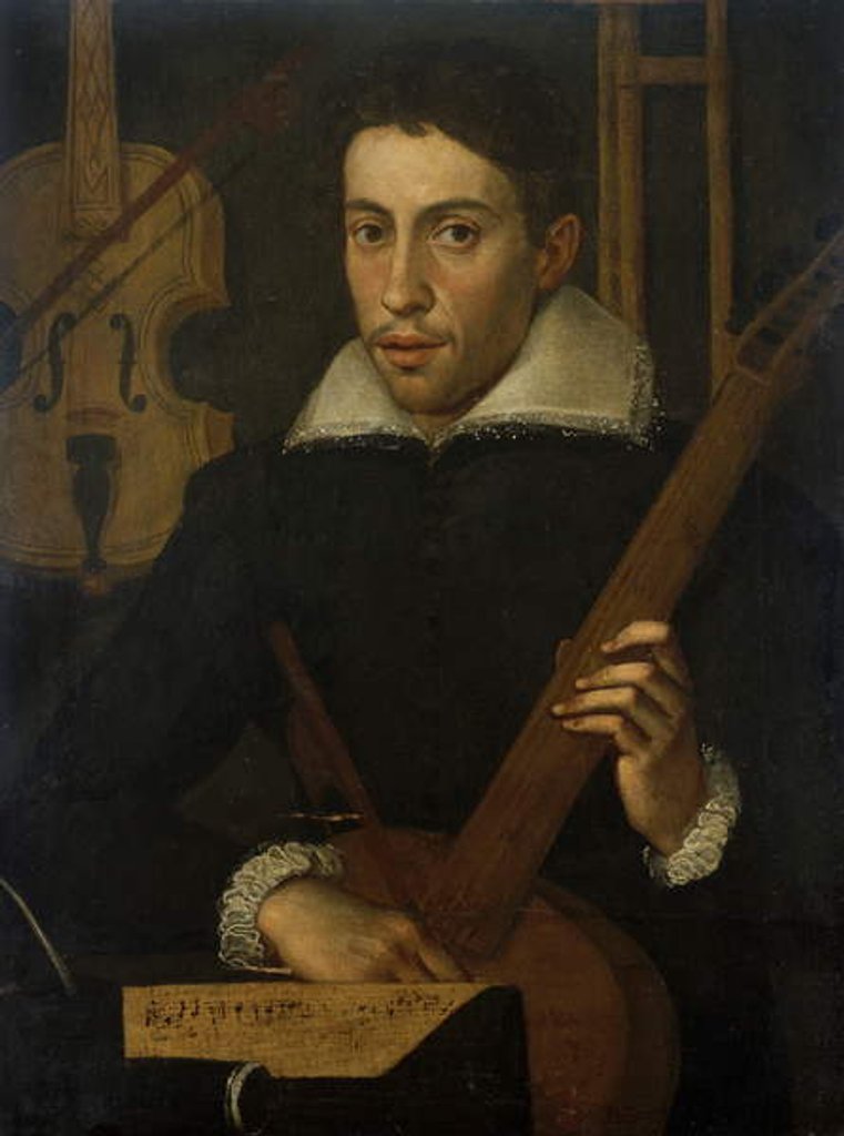 Detail of Portrait of a Musician, c. 1570-1590 by Italian School