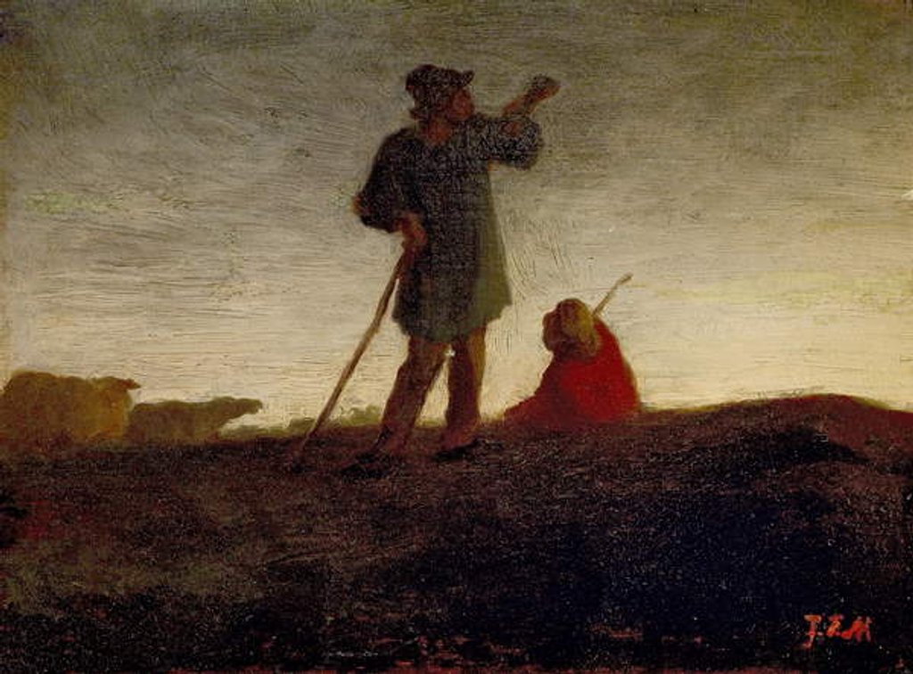 Detail of Recalling the Flock, 1866-72 by Jean-Francois Millet