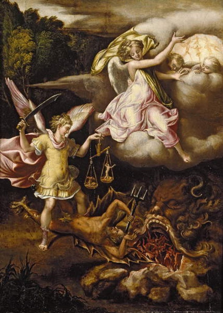 Detail of St Michael subduing Satan and weighing the Souls of the Dead, c. 1540 - 1549 by Lelio Orsi da Novellara