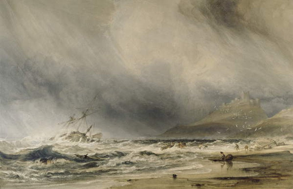 Detail of Bambourough Castle, 1852 by Anthony Vandyke Copley Fielding