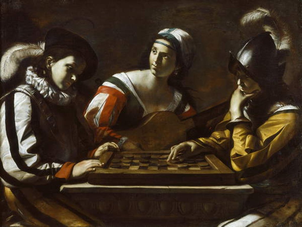 Detail of The Game of Draughts, 1630s by Mattia Preti