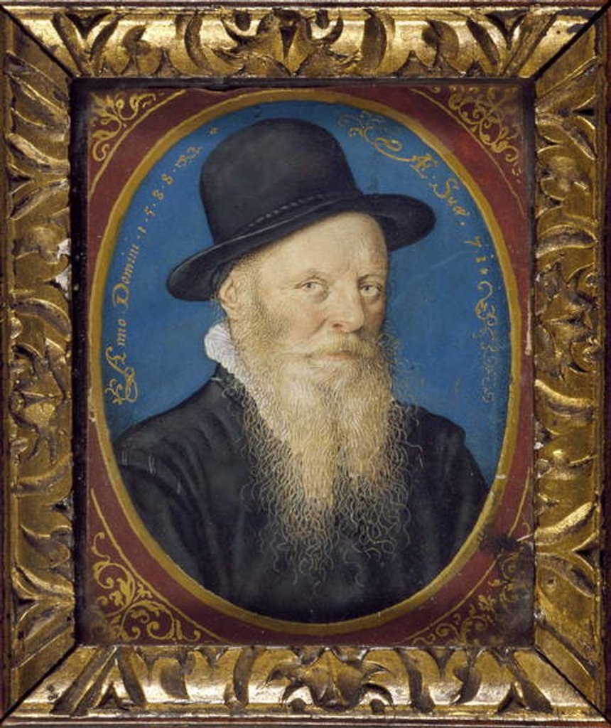 Detail of Elderly Man in a black Hat, 1588 by Isaac Oliver