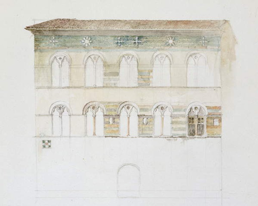 Detail of The Palazzo Gambacorti, Pisa, 27 - 30 April 1872 by John Ruskin