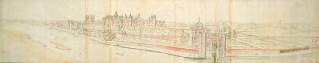 Detail of Hampton Court Palace from the River, c.1544 by Anthonis van den Wyngaerde