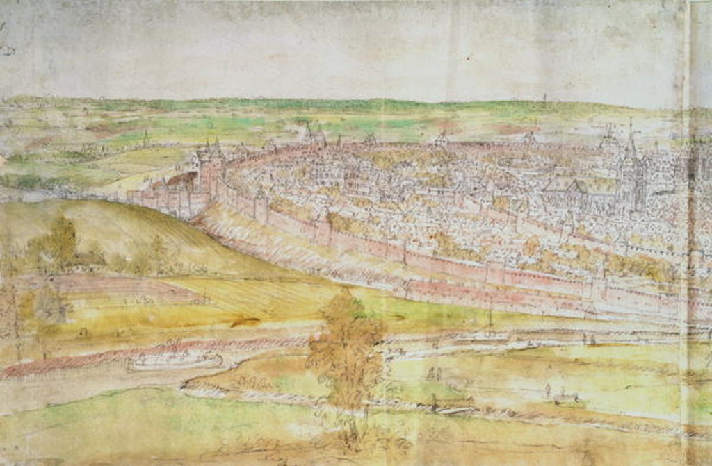 Detail of Panoramic View of Brussels, 16th century by Anthonis van den Wyngaerde