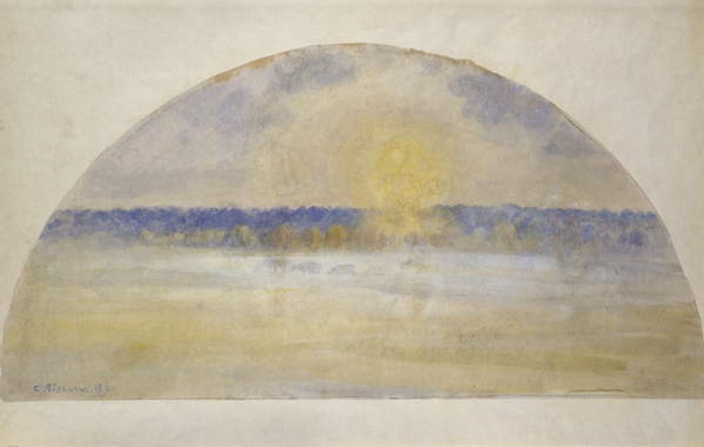 Detail of Sunset with mist, Eragny, 1890 by Camille Pissarro