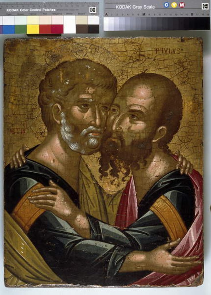 Detail of Icon of The Embrace of the Apostles Peter and Paul by Angelos Akotantos