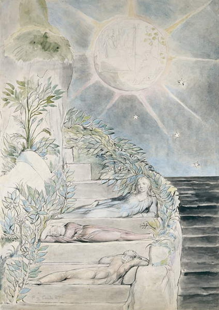 Detail of Dante and Statius sleeping, Virgil Watching by William Blake